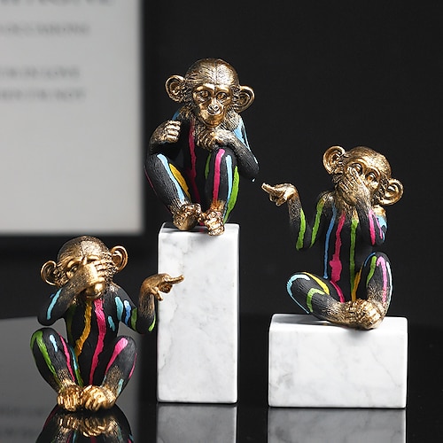 

modelos de animais criativos nórdicos esculturas ornamentos macacos coloridos salas de estar corredores decorativos resina artesanato presentes 1pc