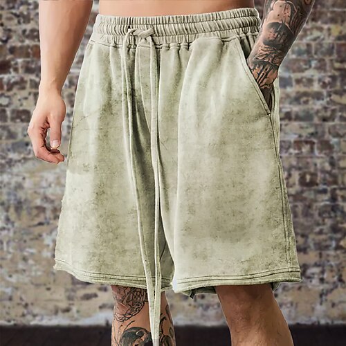 

Homens Activo Calção Shorts de verão Com Cordão Cintura elástica Tecido Conforto Curto Ao ar livre Casual Diário Misto de Algodão Esportes Moda Marron Verde