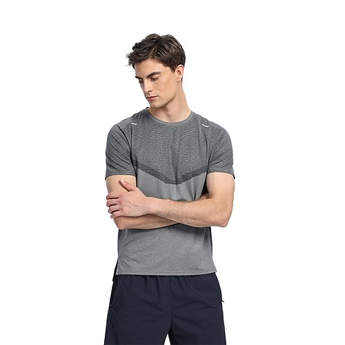 

Per uomo T-shirt da escursione Manica corta Girocollo Maglietta Esterno Traspirante Morbido Elastico Comodo Poliestere Elastene Strisce Nero Verde Chiaro Grigio chiaro Pesca Scalate Spiaggia