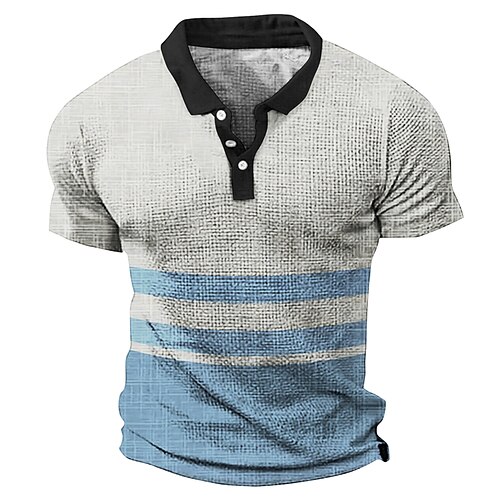 

Herre Vaffel poloskjorte POLO T-skjorte Golf skjorte Stripet Grafiske trykk Geometri Aftæpning Blå Kakifarget utendørs Gate Kortermet Trykt mønster Klær Mote Designer Fritid Pustende