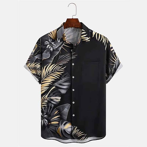 

Homens Camisa Social Camisa havaiana Coqueiro Estampas Abstratas pôr do sol Folhas Aberto para a Lateral Preto Azul Verde Ao ar livre Rua Manga Curta Imprimir Roupa Moda Designer Casual Macia