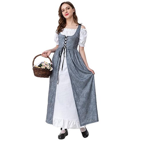 

Lady Retro Vintage Medieval Renaissance Dress Chemise OverDress Women's Costume Vintage Cosplay Casual Daily Dress