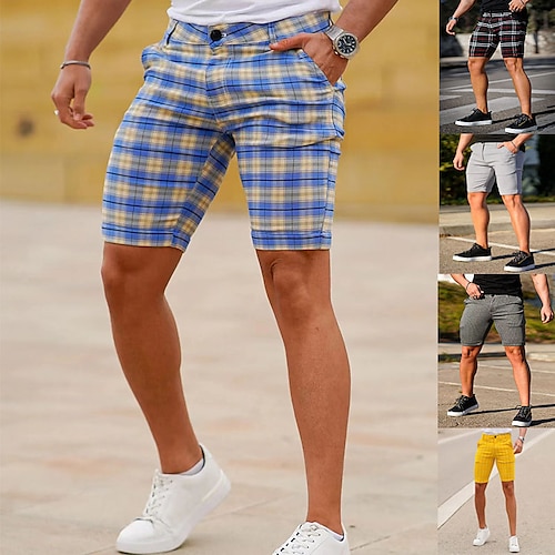 

Herre Shorts Chino Shorts Lomme Ruter Stripe Komfort Pustende Virksomhet Daglig Mote Fritid Svart Gul