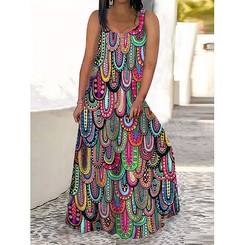 

Per donna Plus Size Abito casual Vestito svasato Abito con bretelline Pop art Abito lungo Abito lungo Senza maniche Stampa Con bretelline Romantico Giornaliero Viola Estate Primavera L XL XXL 3XL 4XL