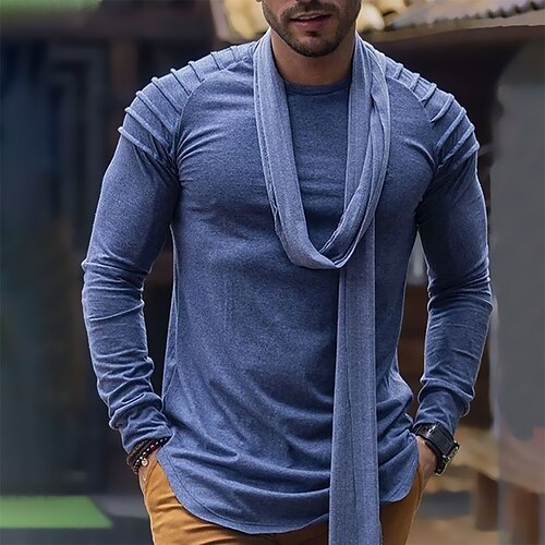 

Per uomo maglietta T-shirt Liscio Sottile pieghettato Girocollo Strada Da mare Manica lunga Abbigliamento Di tendenza Originale Essenziale
