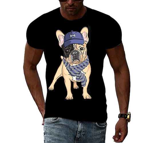 

Dyr Hund fransk bulldog T-skjorte Animé Graphic T-Trøye Til Herre Dame Unisex Voksne 3D-utskrift 100% Polyester Fritid / hverdag