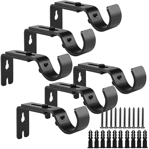 

Curtain Rod Bracket, Heavy Duty Curtain Rod Holders Single Decorative Rod Hooks Hanger Fit for Drapes Rod, Black