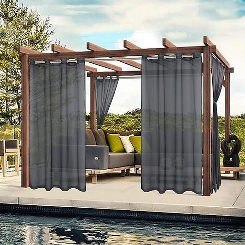 

Waterproof Outdoor Curtain Privacy, Sliding Patio Curtain Farmhouse Drapes, Pergola Curtains Grommet For Gazebo, Balcony, Porch, Party, Hotel, 1 Panel
