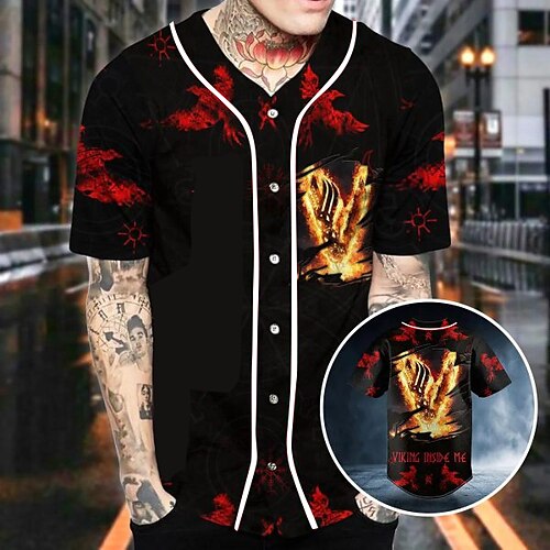 

Herre Baseballjersey Baseballskjorte Pustende Lettvekt Svettereduserende Kortermet Skjorte Jersey Normal Trykket Sommer Treningsøkt Tennis Golf