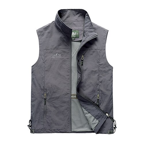 

Men's Vest Gilet Breathable Outdoor Street Daily Zipper Stand Collar Casual Jacket Outerwear Plain Pocket Black Army Green Blue