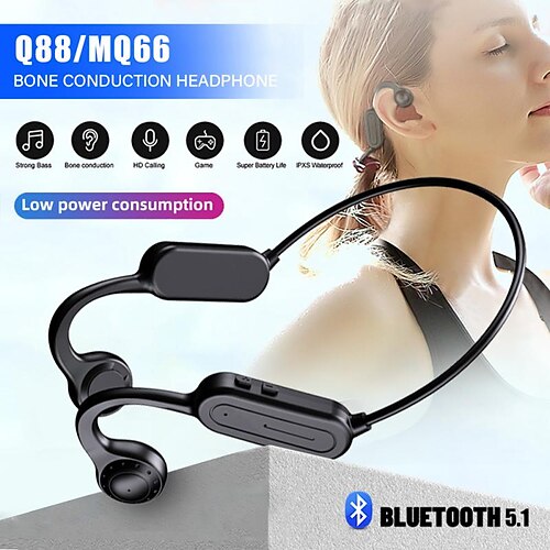 

q88 auricolare bluetooth wireless sportivo a conduzione ossea compatibile con auricolare vivavoce impermeabile con microfono