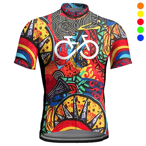 

21Grams Men's Cycling Jersey Short Sleeve Bike Top with 3 Rear Pockets Mountain Bike MTB Road Bike Cycling Breathable Moisture Wicking Quick Dry Reflective Strips Yellow Red Blue Graphic Polyester
