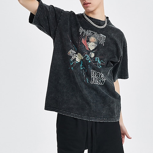 

Jujutsu Kaisen Yuji Itadori Fushiguro Megumi Geto Suguru Japonesa/Curta Camiseta lavada com ácido extragrande Imprimir Arte Gráfica Camiseta Para Homens Mulheres Unisexo Adulto Hot Stamping 100