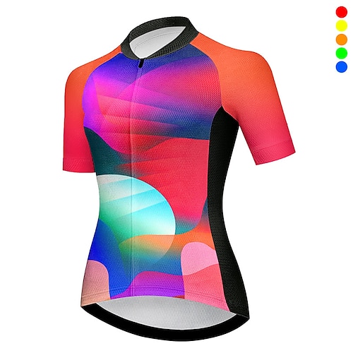 

21Grams Femme Maillot Velo Cyclisme Manche Courte Cyclisme Top avec 3 poches arrière VTT Vélo tout terrain Vélo Route Respirable Evacuation de l'humidité Séchage rapide Bandes Réfléchissantes Violet