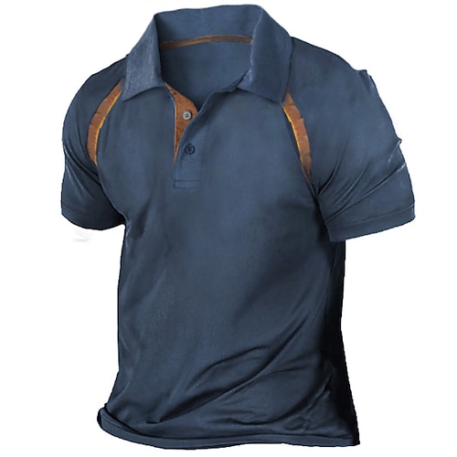 

Per uomo POLO Camicia da golf Golf Informale Per eventi Bavero Classico Manica corta Di tendenza Essenziale Liscio Pulsante Estate Standard Blu marino scuro POLO