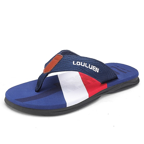 

Herren Hausschuhe Flip-Flops Pantoffeln Flip Flops Hausschuhe im Freien Brautkleider schlicht Strand Design Heim Täglich Leinwand Atmungsaktiv Schwarz Dunkelgrün Dunkelblau Farbblock Sommer Frühling