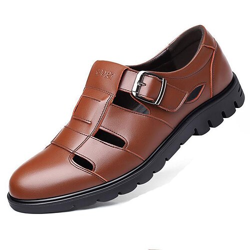 

Men's Sandals Fashion Sandals Leather Sandals Casual Beach Outdoor Beach PU Breathable Black Brown Summer