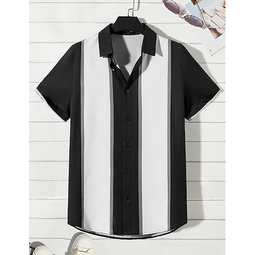 

Per uomo Camicia Camicia con bottoni Camicia estiva Maglietta informale Nero Maniche corte Color Block Bavero Strada Da mare Di base Abbigliamento Di tendenza Comodo