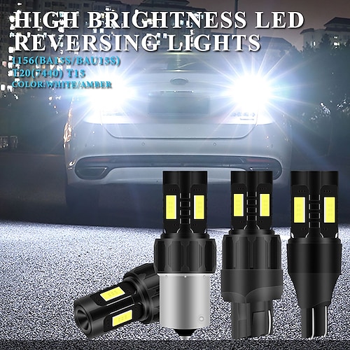 

2 peças t15 7440 w21w luz de pisca 4smd 3570smd p21w ba15s 1156 bau15s py21w lâmpada led super brilhante lâmpada reversa do carro