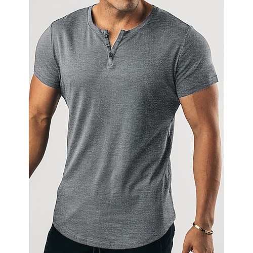 

Per uomo maglietta Camicia Henley T-shirt a mezzo bottone solido T-shirt Liscio Henley Strada Da mare Manica corta Bottone giù Abbigliamento Originale Essenziale Contemporaneo moderno