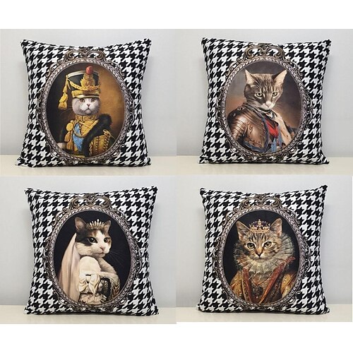 

Funda de almohada de doble cara con retrato de victoria, funda de cojín cuadrada decorativa suave de gato real de 4 piezas, funda de almohada para dormitorio, sala de estar, sofá, silla