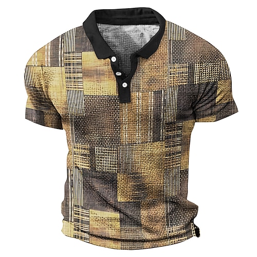 

Per uomo Polo a nido d'ape POLO Camicia da golf Golf A quadri A strisce Stampe astratte Geometria Collo ripiegabile Giallo Blu Esterno Strada Manica corta Stampa Abbigliamento Di tendenza Originale