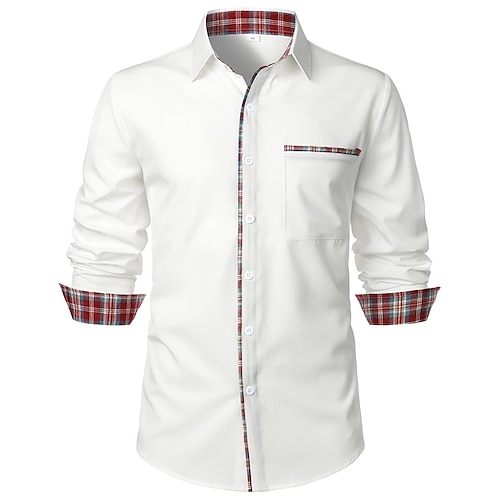 

Per uomo Camicia Camicia con bottoni Camicia estiva Maglietta informale Bianco Verde militare Blu scuro Manica lunga Liscio Bavero Strada Da mare Tasche Abbigliamento Di tendenza Comodo