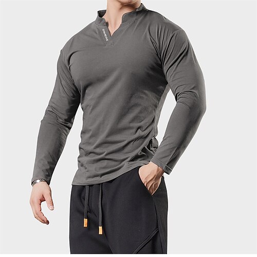 

Per uomo POLO Camicia da golf Golf Informale Per eventi Colletto alla coreana Manica lunga Di tendenza Essenziale Liscio Classico Estate Standard Nero Bianco Grigio POLO