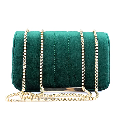 

Dame Crossbody taske Skuldertaske Kuvertpose Fløjl Fest Daglig Kæde Holdbar Helfarve Grøn