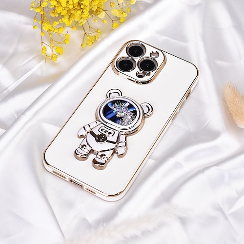 

Phone Case For Apple Silicone Case Ultra Thin Case iPhone 14 Pro Max Plus 13 12 11 Mini X XR XS 8 7 Plating Ring Holder Ultra-thin Astronaut sky Glitter Shine TPU Silicone