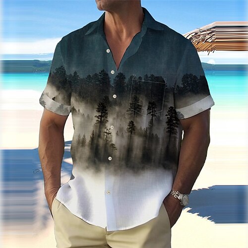 

Homme Chemise Chemise hawaïenne Cocotier Paysage Imprimés Photos Bus Col rabattu Blanche Vert foncé Extérieur Plein Air Manches courtes Imprimer Vêtement Tenue Mode Vêtement de rue Design
