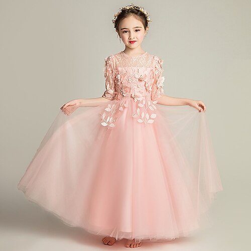 

Bambino Da ragazza Vestito da festa Tinta unica Vestito tubino Fino a metà polpaccio Vestito Prestazioni Retato Girocollo Mezza manica Da principessa Vestito 2-12 anni Estate Rosa