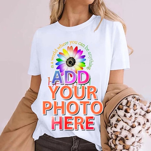 

Dame T-shirt Brugerdefineret print Gul Lyserød Grafisk Blomstret Trykt mønster Kortærmet I-byen-tøj Weekend Basale Rund hals Normal Blomster Tema Maleri S