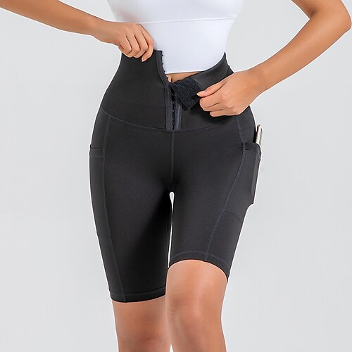 

Dame Biker Shorts Korte leggings Sidelommer Mavekontrol Balleløft Høj Talje Yoga Fitness Gym Træning Underdele Sort Spandex Sport Sportstøj Elastisk Tynde