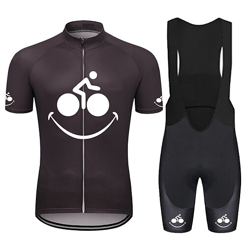 

21Grams Herre Sykkeljersey med bib-shorts Kortermet Fjellsykling Veisykling Blå Oransje Brun Grafisk Sykkel Treningsdrakt 3D Pute Pustende Fukttransport Hurtigtørkende Tilbake Lomme Polyester Spandex