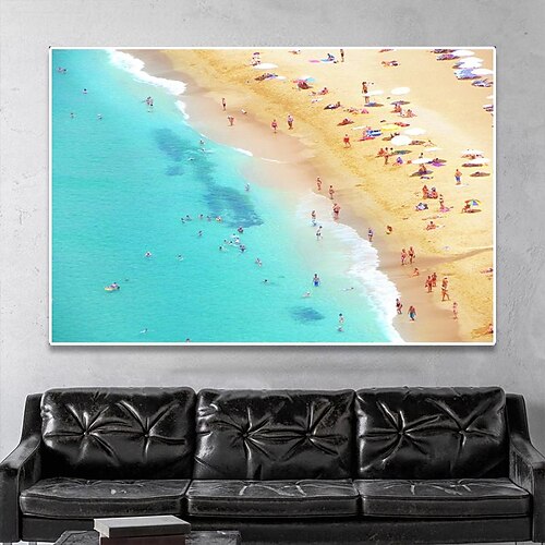 

Modern Aerial View of Amazing Turquoise Water and White Sand Beach Canvas Painting Wall Art Landscape Poster for Living Room