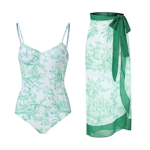 

Dame Badetøy Tankini Monokini Badedrakter Normal Badedrakt 2 deler Blomster Blomstermønster Flerfarget Blå Grønn Polstret Med stropper Badedrakter ny Hawaiisk Retro Rød