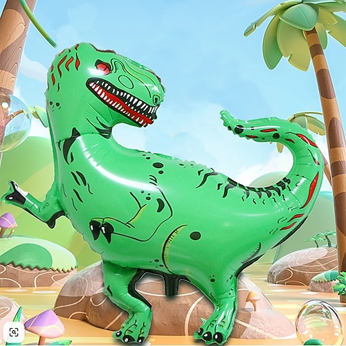 

1pc dinosauro verde tirannosauro rex pellicola di alluminio palloncino festa di compleanno foresta profonda festa a tema decorazione pellicola di alluminio palloncino