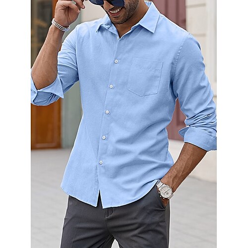 

Per uomo Camicia Camicia con bottoni Camicia estiva Maglietta informale Blu marino Blu Grigio Manica lunga Liscio Bavero Giornaliero Da mare Tasca frontale Abbigliamento Di tendenza Informale Comodo