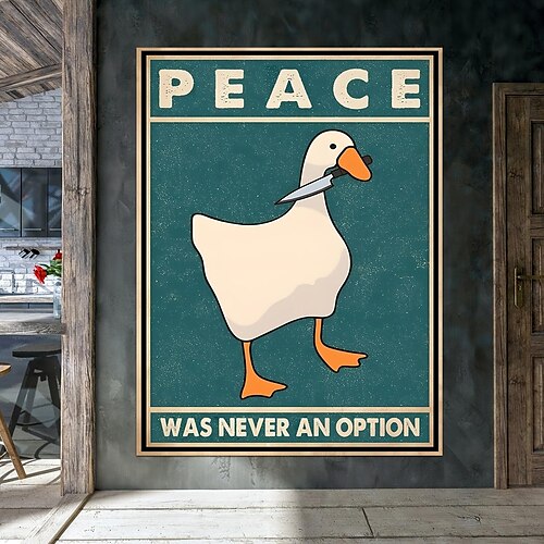 

1pc Goose Peace Was Never An Option Funny Goose Retro Prints Posters Goose Meme Art Signs Modern Home Living Room Decor Painting Unframed