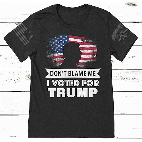 

Herre T skjorte Grafiske T-skjorter Grafiske trykk Morsom Menneskelig Nasjonalflagg Crew-hals Klær Varm stempling utendørs Gate Kortermet Trykt mønster Designer Trump T-skjorte