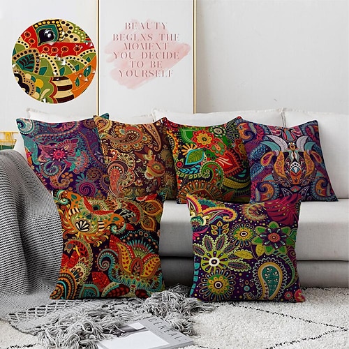 

Funda de almohada impermeable para exteriores, Paisley bohemio para patio, jardín, sofá, sala de estar, 1 pieza