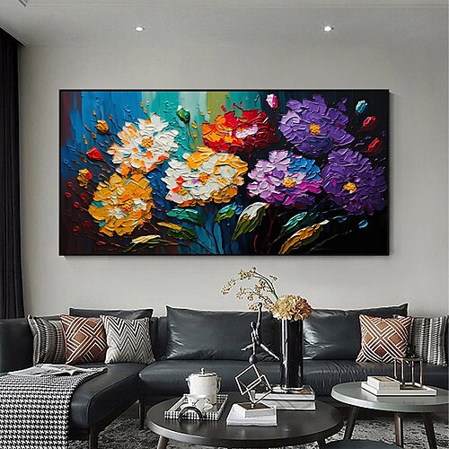 

peinture à l'huile faite à la main toile art mural décor peinture de fleurs originale peinture abstraite de paysage floral pour la décoration intérieure avec cadre étiré / sans peinture de cadre