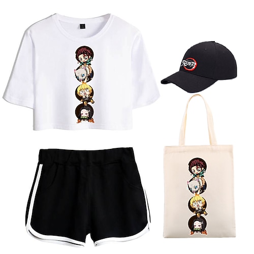 

Dämonentöter: Kimetsu no Yaiba Kamado Nezuko Agatsuma Zenitsu Kamado Tanjiro T-Shirt-Ärmel Kurze Hosen Baseballmütze Bedruckt Grafik Tasche Unterhose Hut Für Damen Erwachsene Heißprägen 100% Polyester