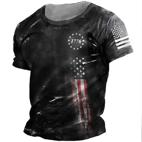 

Herre T-shirt Grafisk Nationalflag Rund hals Tøj 3D-udskrivning udendørs Daglig Kortærmet Trykt mønster Mode Designer Årgang