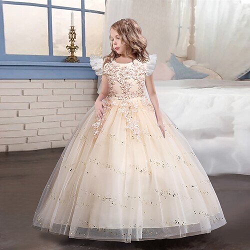 

Enfants petites filles 'robe couleur unie tulle robe fête pegeant imprimer vin maxi sans manches princesse mignon robes automne hiver mince 4-13 ans