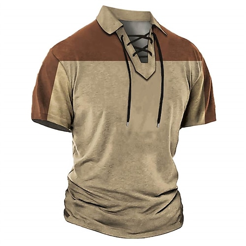 

Per uomo POLO Camicia da golf Golf Informale Per eventi Bavero Manica corta Di tendenza Essenziale Color Block Lacci Estate Standard Marrone POLO
