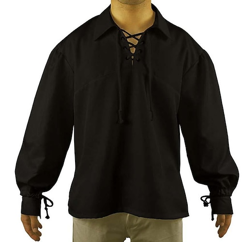 

Chevalier Outlander Rétro Vintage Epoque Médiévale Renaissance 17ème siècle Chemisier / Chemise Homme Costume Vintage Cosplay Utilisation Soirée Scène manche longue Chemise Mascarade
