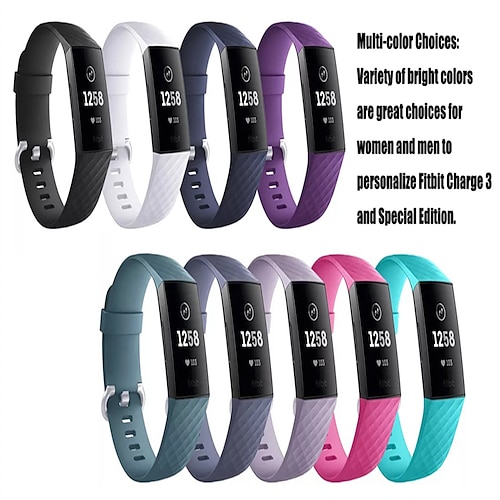 

3 paquetes Correa de Smartwatch Compatible con Fitbit Charge 4 / Charge 3 / Charge 3 SE Silicona Reloj inteligente Correa Ajustable Bucle en solitario Mujeres Hombres Correa Deportiva Reemplazo