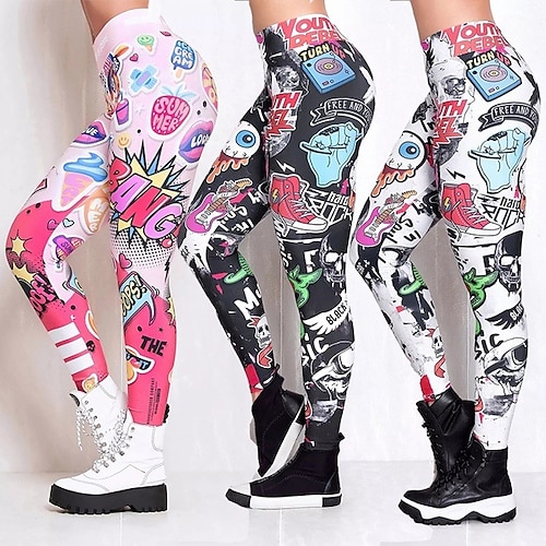 

Dame Yoga Leggings Midjekontroll Rumpeløft Høy Midje Yoga & Danse Sko Trening Treningsøkt Bunner Grafisk Svart Rosa Spandex sport Sportsklær Elastisk Mager